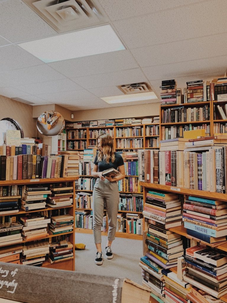woman in a bookstore