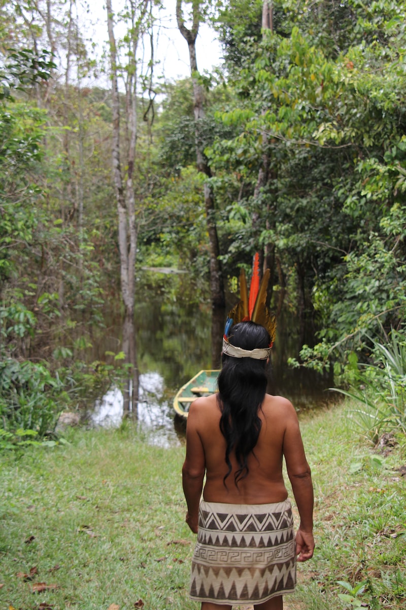 Indigenous person in forest