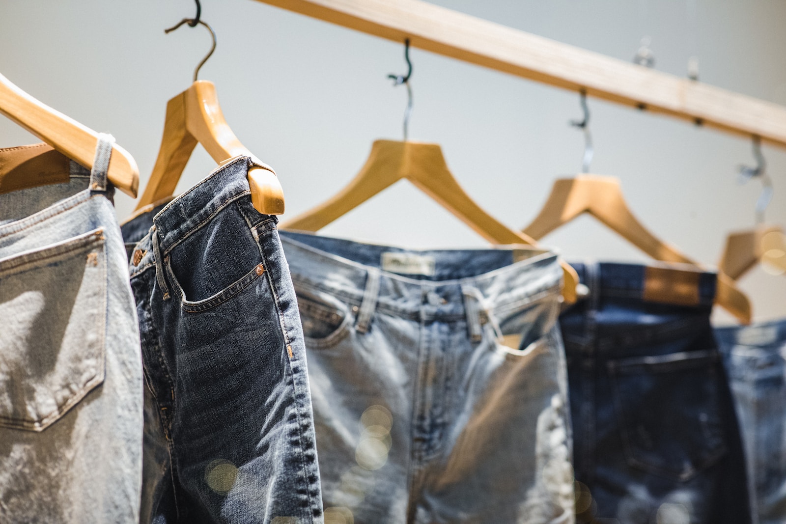 Jeans on hangers