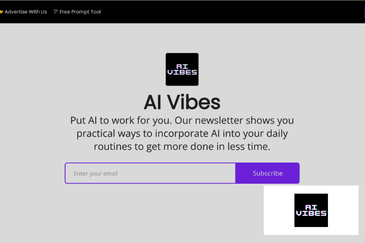 homepage of AI vibes where Faircado was mentioned in newsletter