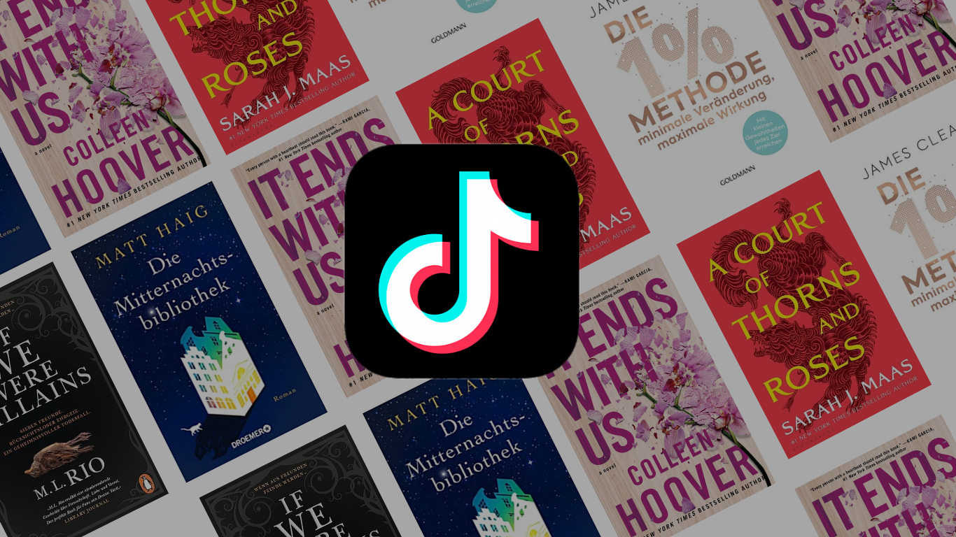 tiktok logo in front of book covers