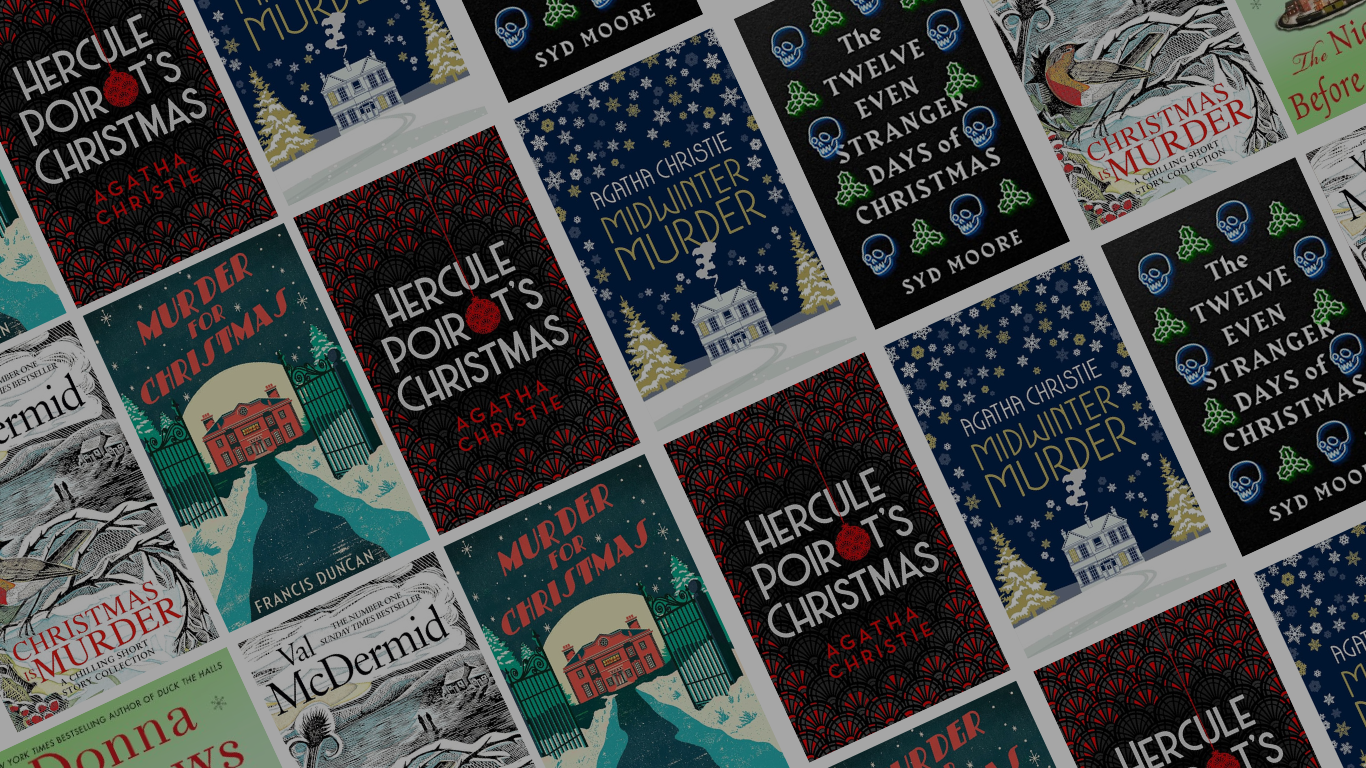 covers of all christmas crime novels mentioned in this blog post