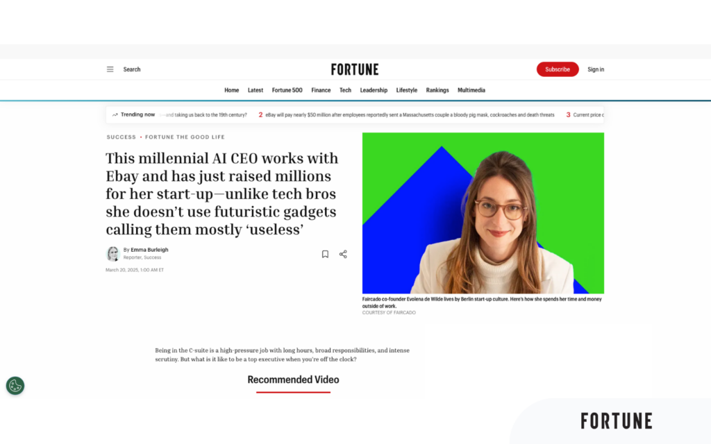 faircado ceo Evolena de Wilde portrayed by Fortune