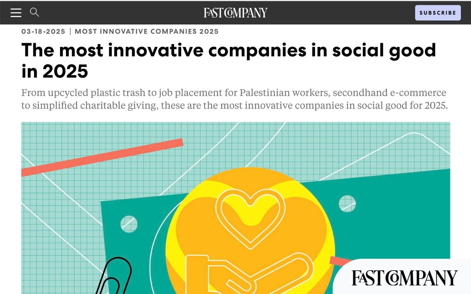 faircado among Fast Company's ranking of innovative companies for social good
