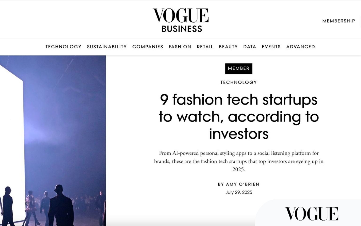 faircado named one of nine fashion tech startups shaping the future of the fashion industry by Vogue Business